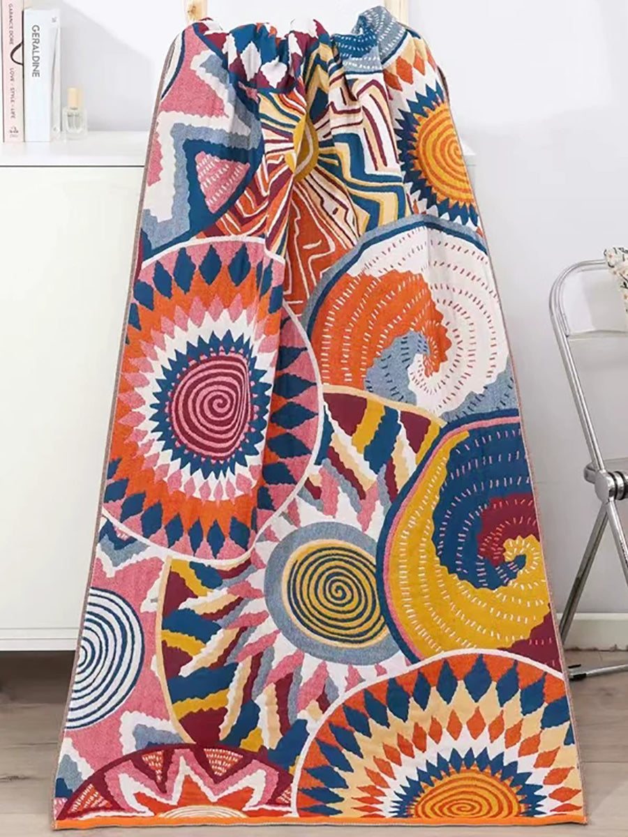 4-Layer Pure Cotton Yarn-Dyed Gauze Bath Towel – Soft & Absorbent