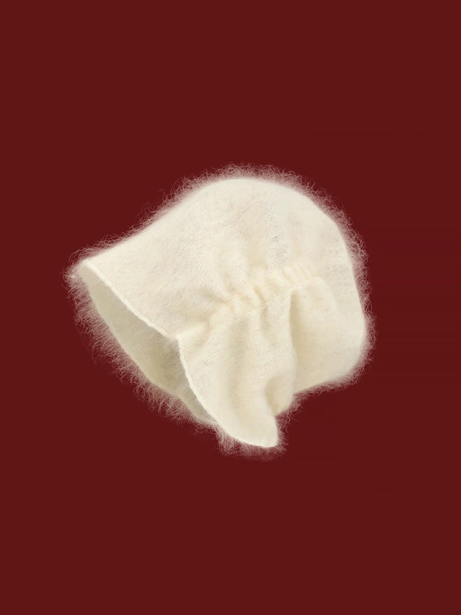 Women Minimalist Solid Fuzzy Knit Slouchy Versatile Beanie