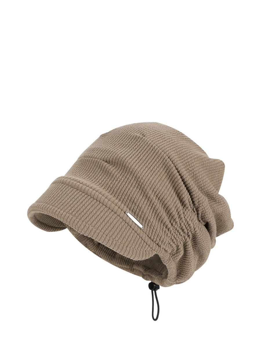 Women Fall Winter Warm Corduroy Pleated Slouchy Beanie