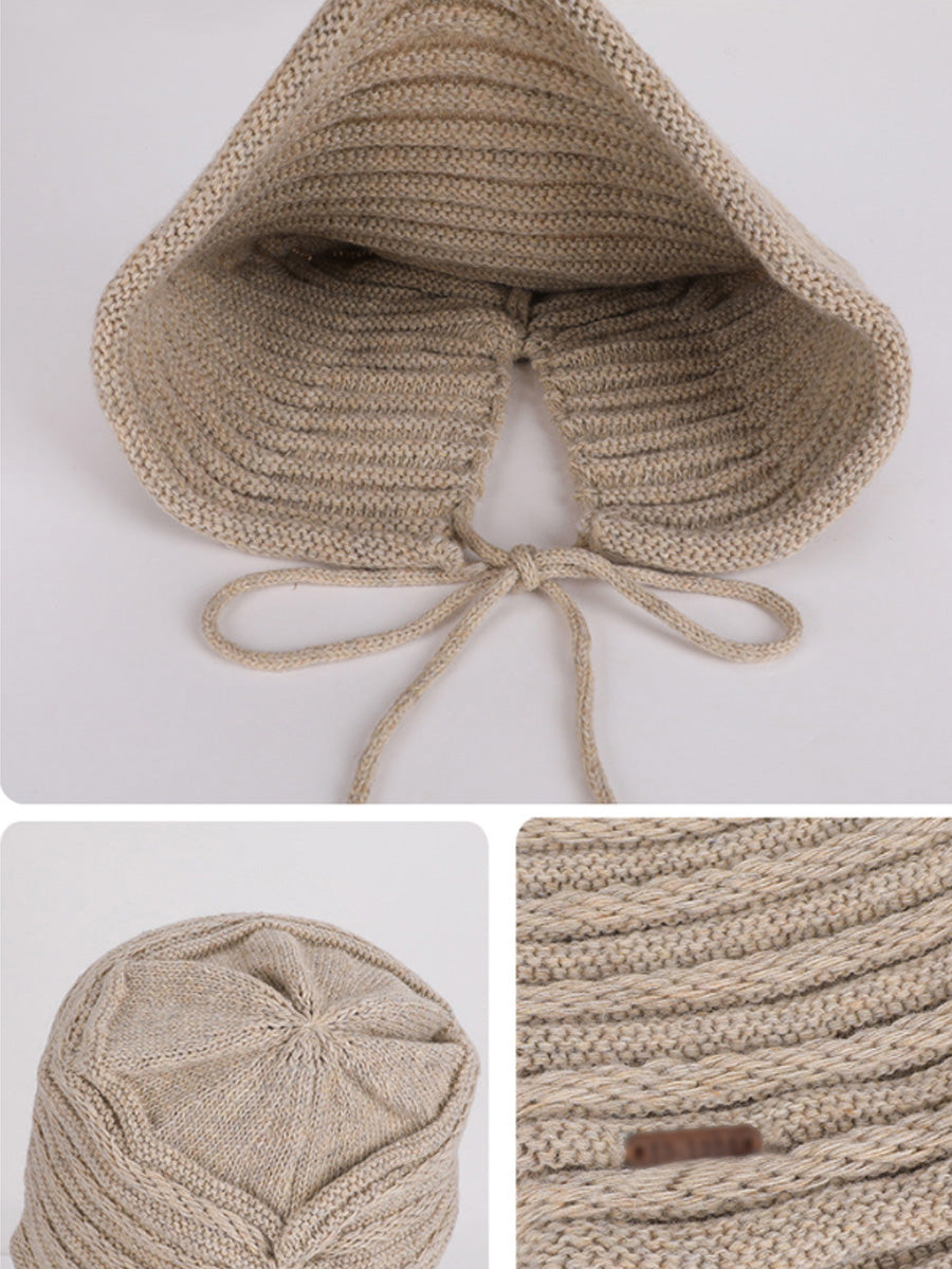 Women Fall Winter Drawstring Knit Slouchy Beanie
