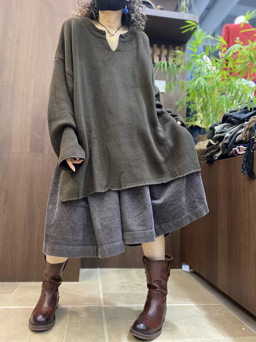 Women Fall Artsy Long Sleeve Oversized Knit Top