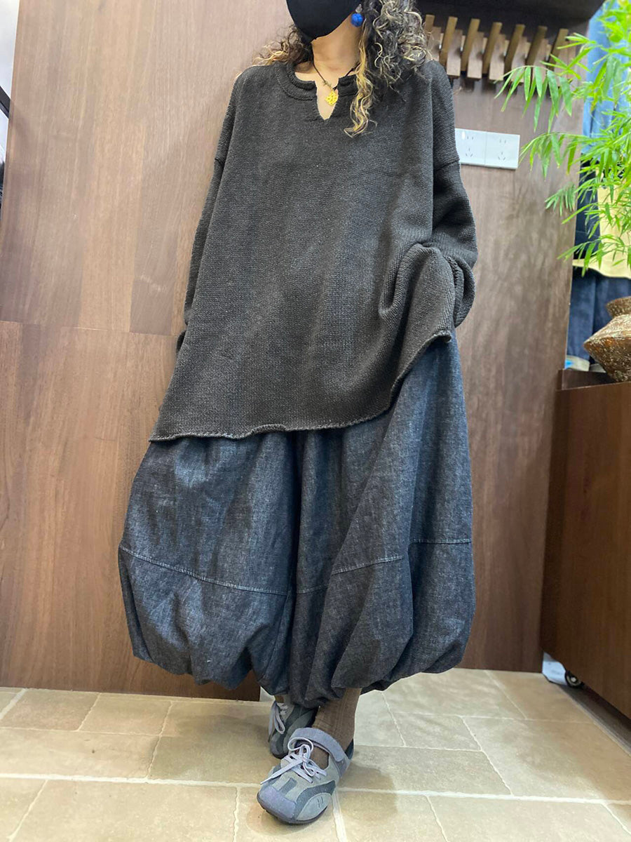 Women Fall Artsy Long Sleeve Oversized Knit Top