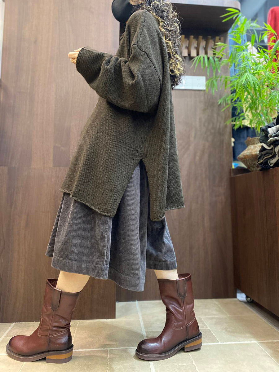 Women Fall Artsy Long Sleeve Oversized Knit Top
