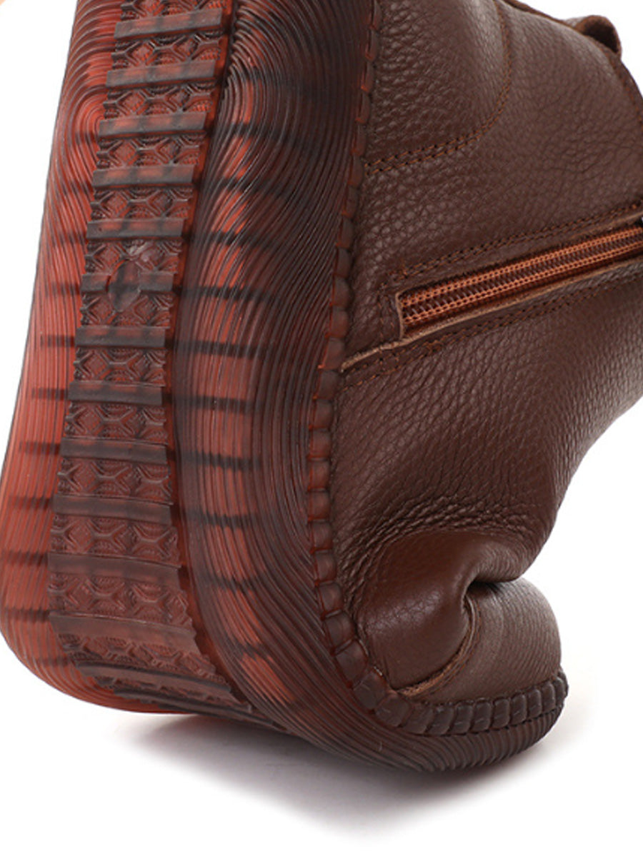 Women Winter Retro Genuine Leather Flat Boots