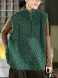 Women Vintage Wool-Blend Stand Collar Knit Layering Vest