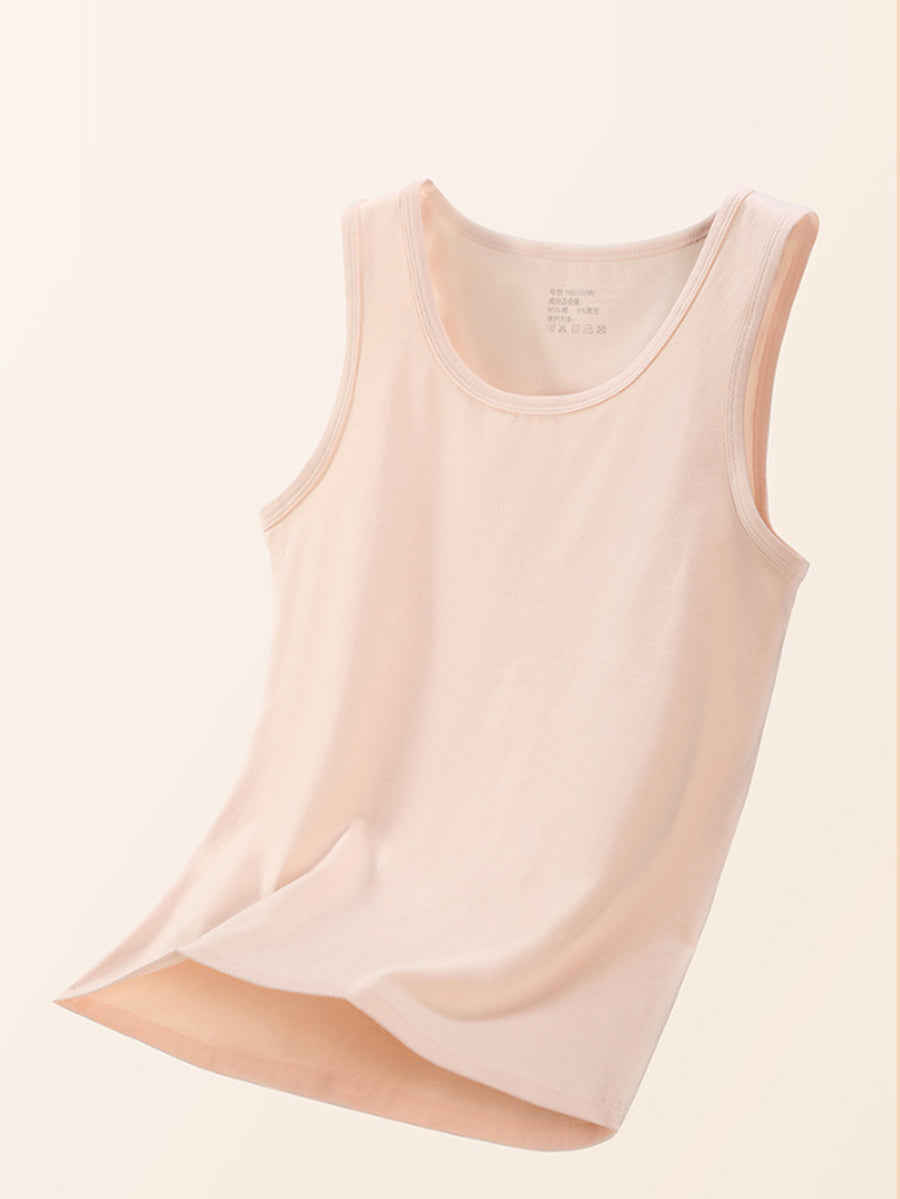 Women Minimalist Sporty Cotton Solid Thermal Tank Top