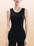 Women Minimalist Sporty Cotton Solid Thermal Tank Top