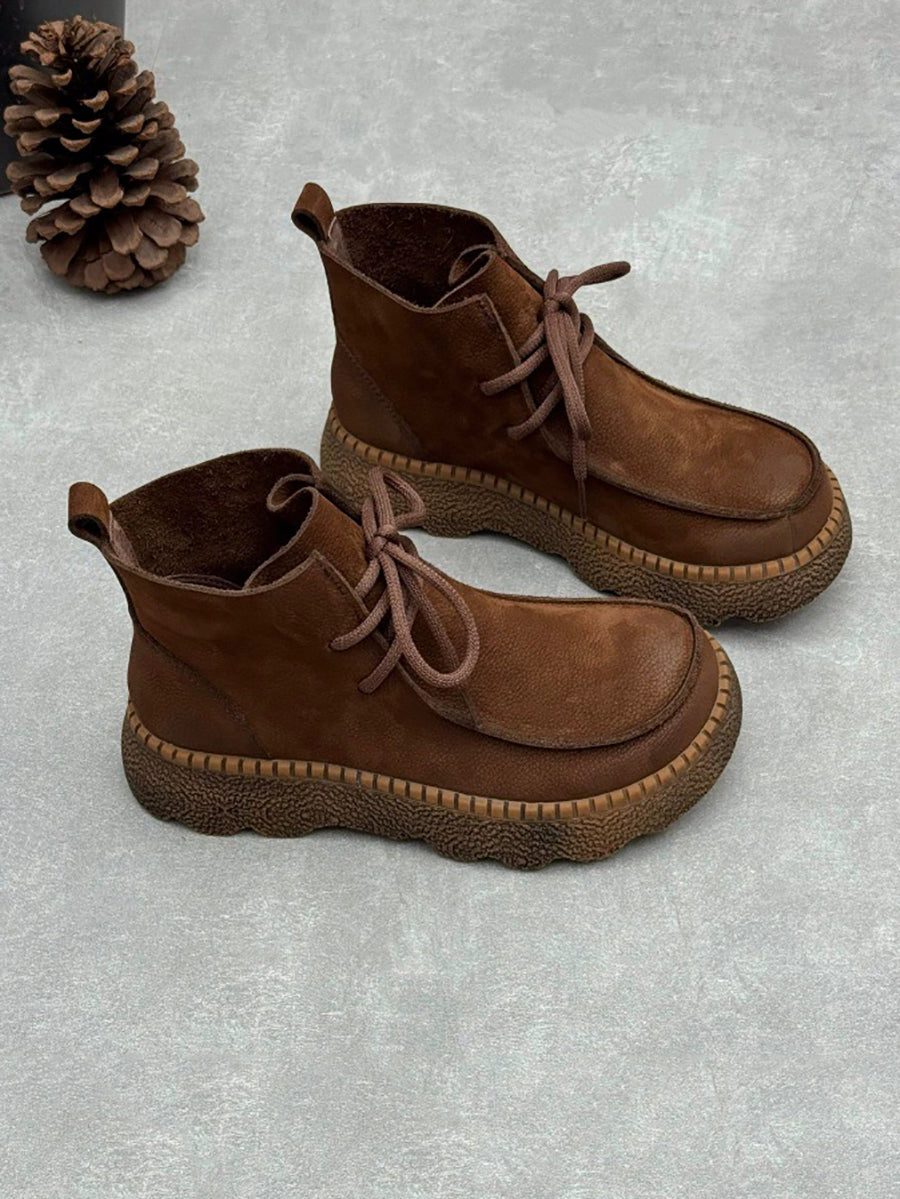 Women Genuine Leather Autumn Platform Boots