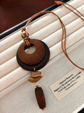 Women Vintage Wooden Pendant Necklace – Long Ethnic Sweater Chain