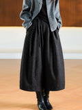 Plus Size Women Brushed Wool-Blend Cropped Wide-Leg Pants