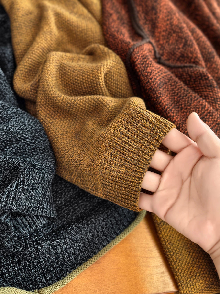 Women Casual Solid Round Neck Oversized Knit Sweater