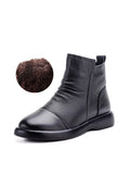 Women Vintage Leather Ruched Soft Ankle Boots