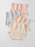 4 Pieces Women High Waist Tummy Control Cotton Solid Underwear