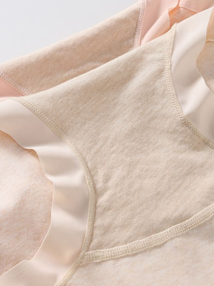 4 Pieces Women High Waist Tummy Control Cotton Solid Underwear