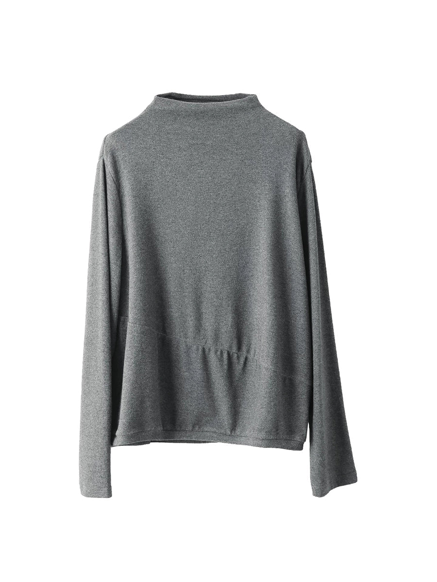 Plus Size Women Winter Mock Neck Solid Color Long Sleeve Base Layer Top