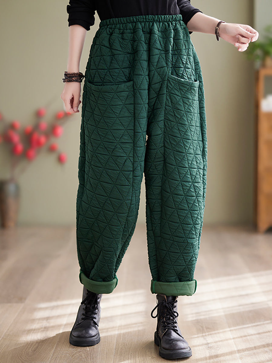 Plus Size Women Winter Solid Padded Harem Pants