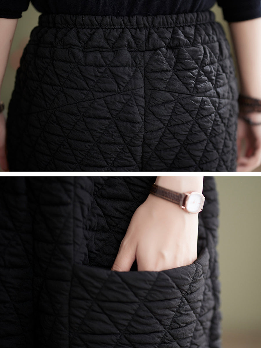 Plus Size Women Winter Solid Padded Harem Pants