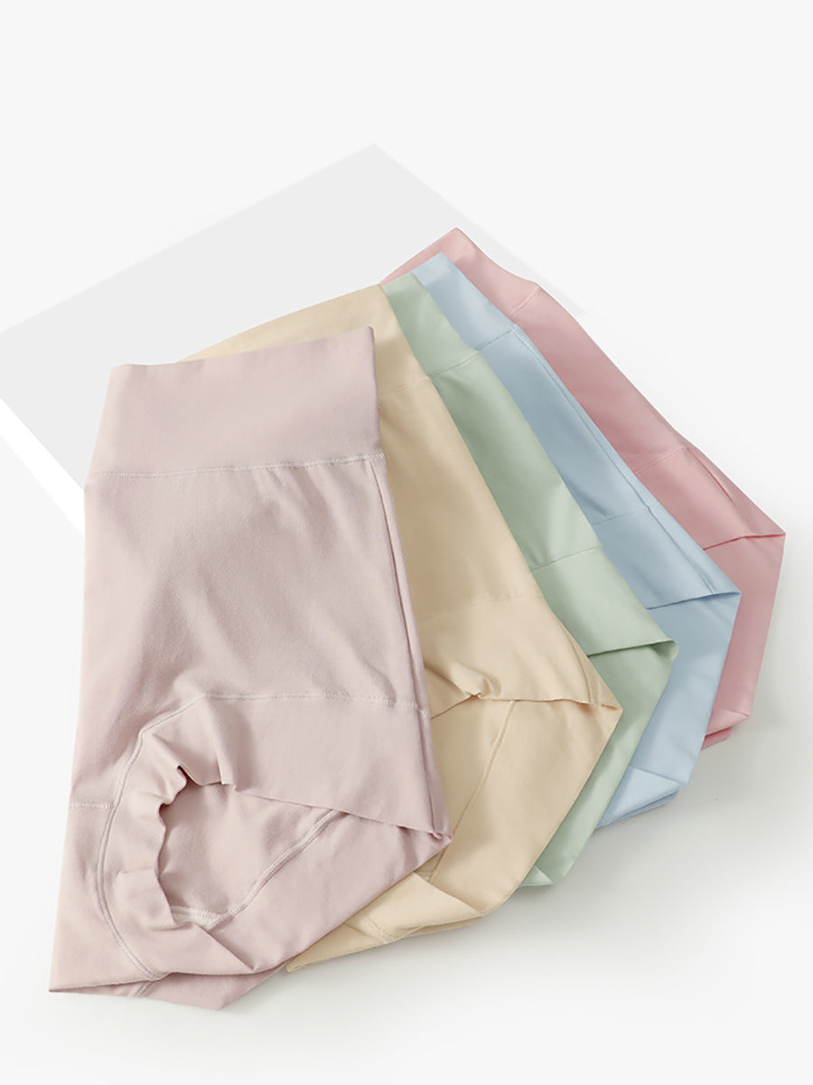 5 Pieces Summer Women Pure Color High Waist Underwear