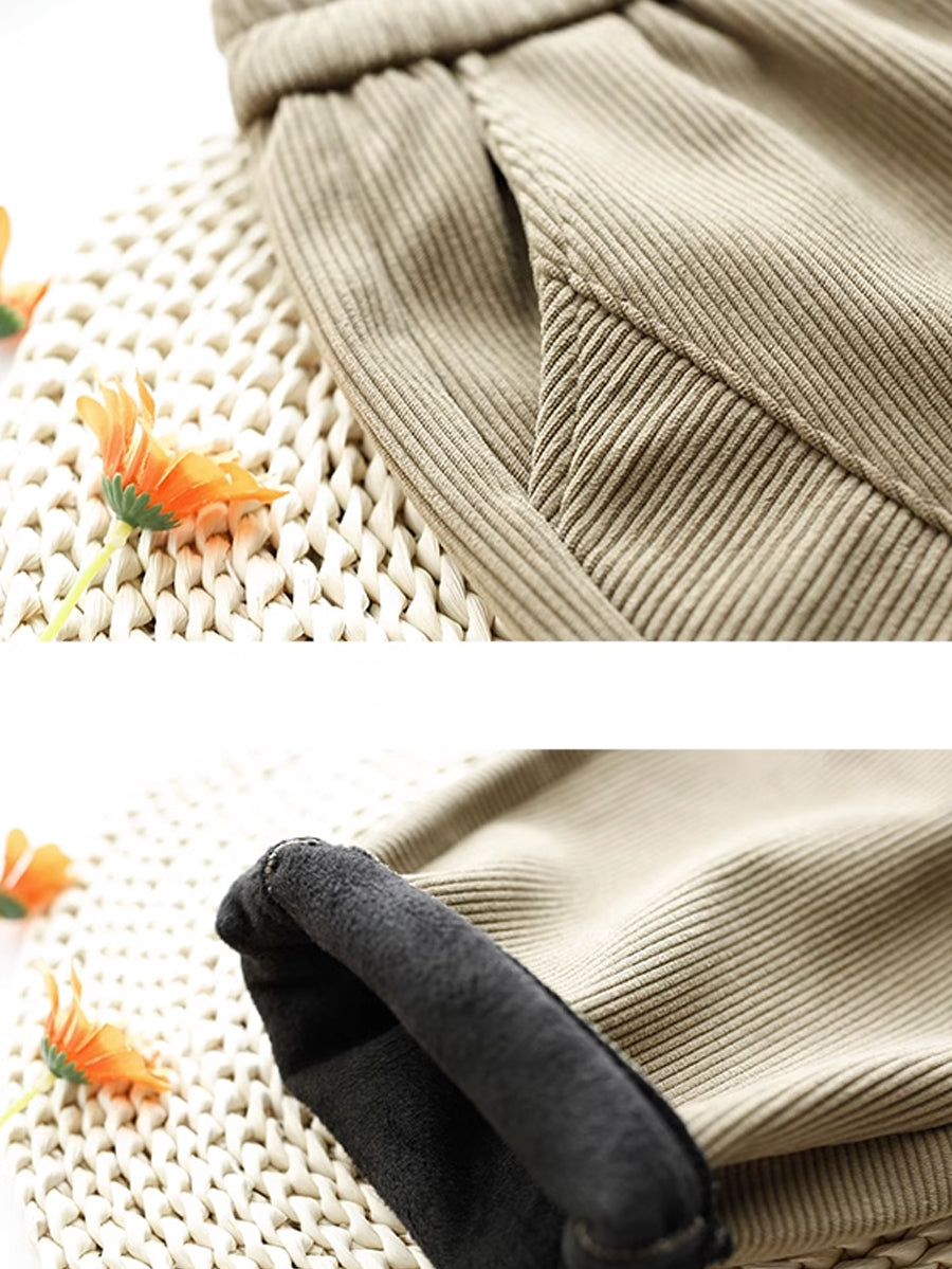 Plus Size Women Vintage Corduroy Plush Warm Harem Pants