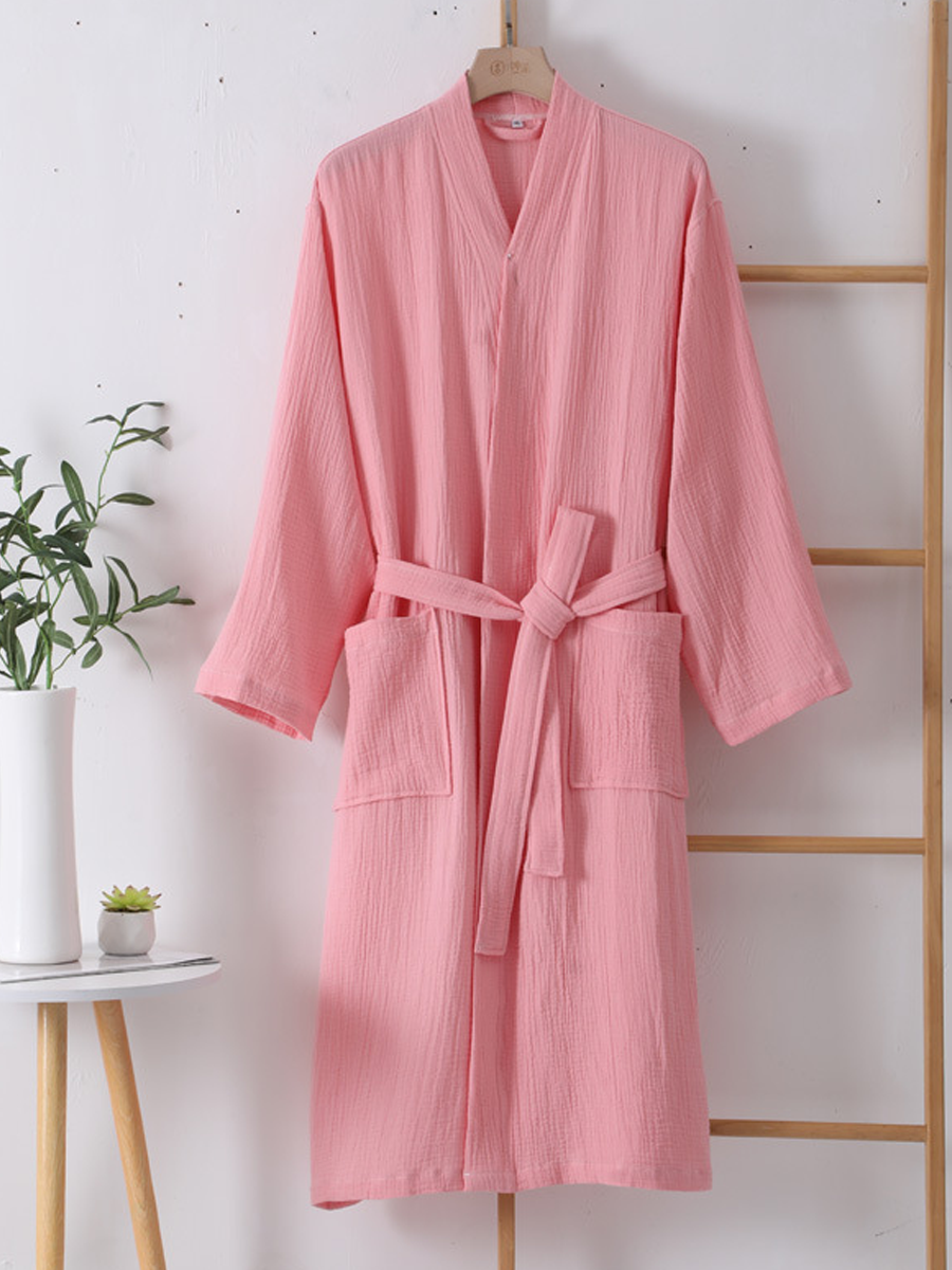 Cotton Double-Layer Crinkle Gauze Robe