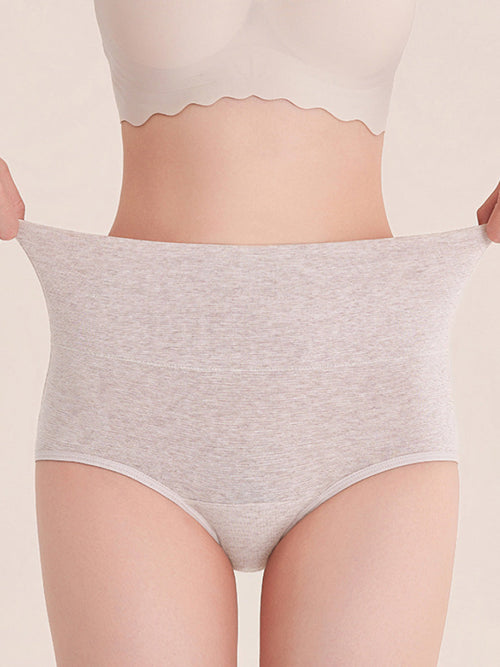 4 Pieces Women Casual Pure Color High Waist Underwear