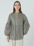 Plus Size Floral Prints Loose Long Sleeve Spring Women Shirt M-2XL