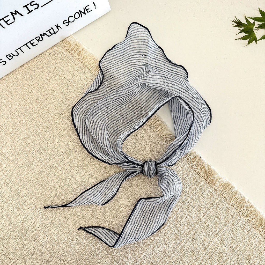Women Summer Stripe Plaid Soft Triangle Scarf