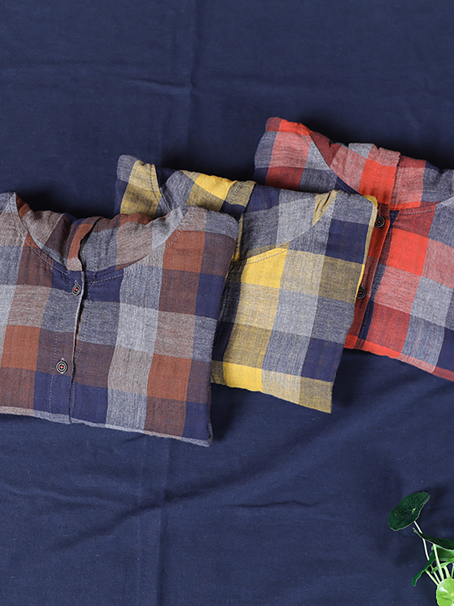 Plus Size Loose Stitching Drawstring Cotton Linen Shirt