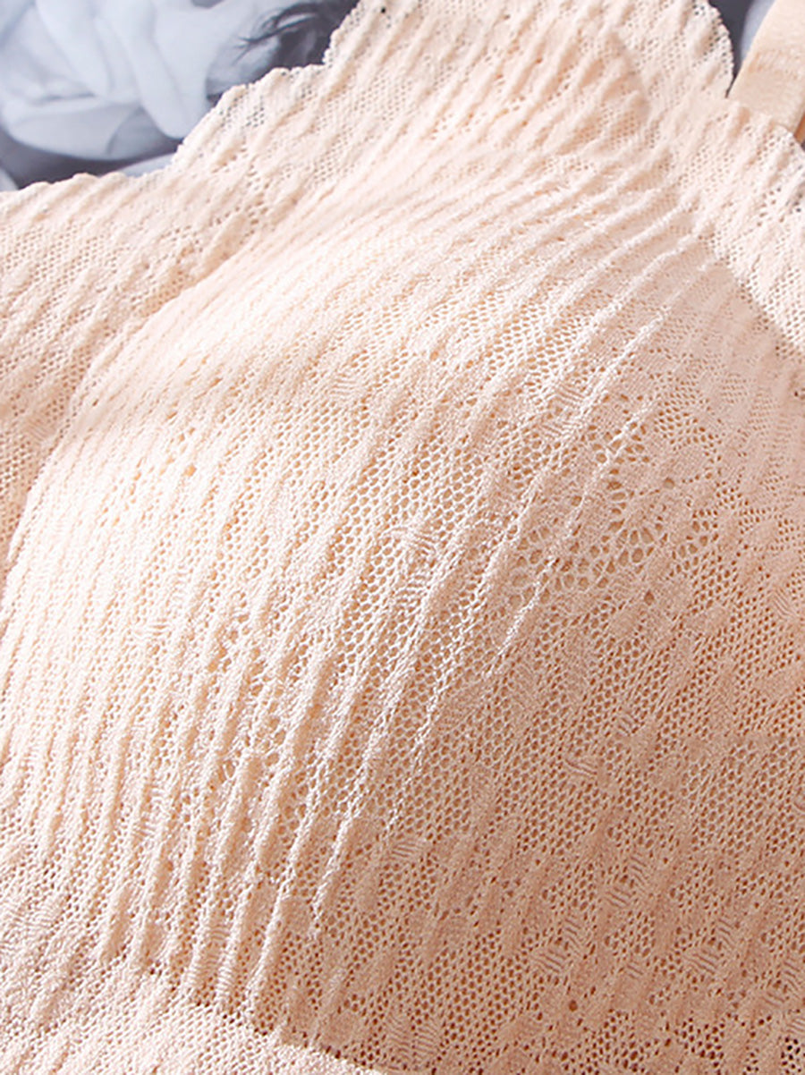 Women Summer Casual Pure Color Satin Seamless Bra