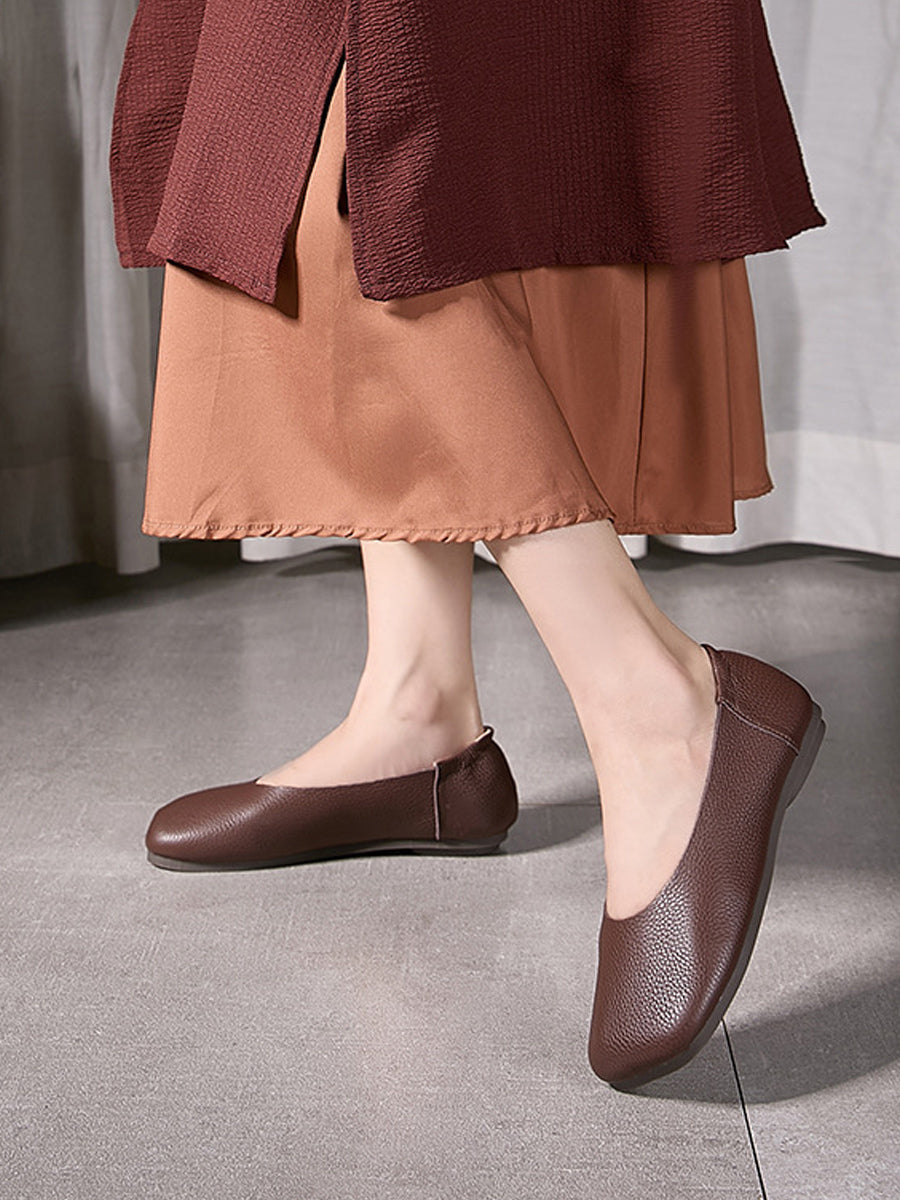 Women Summer Soft Leather Square Toe Shoes