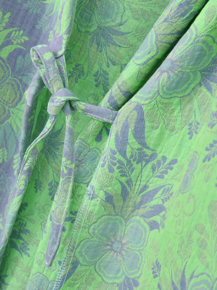 Women 100% Cotton Double-Layer Floral Jacquard Gauze Robe