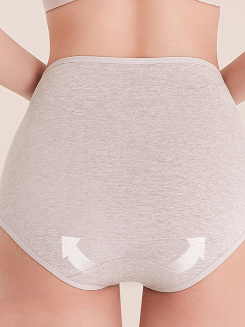 4 Pieces Women Casual Pure Color High Waist Underwear