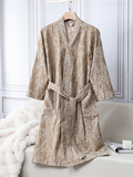 Retro Floral Single-Layer Gauze Jacquard Robe