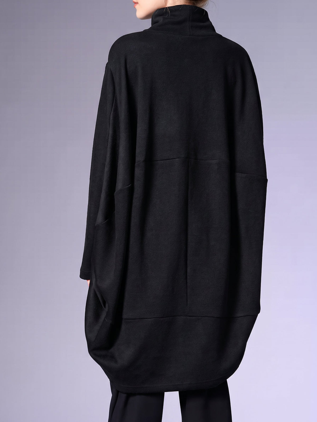 Plus Size Women Winter Casual Solid Long Sleeve Turtleneck Dress