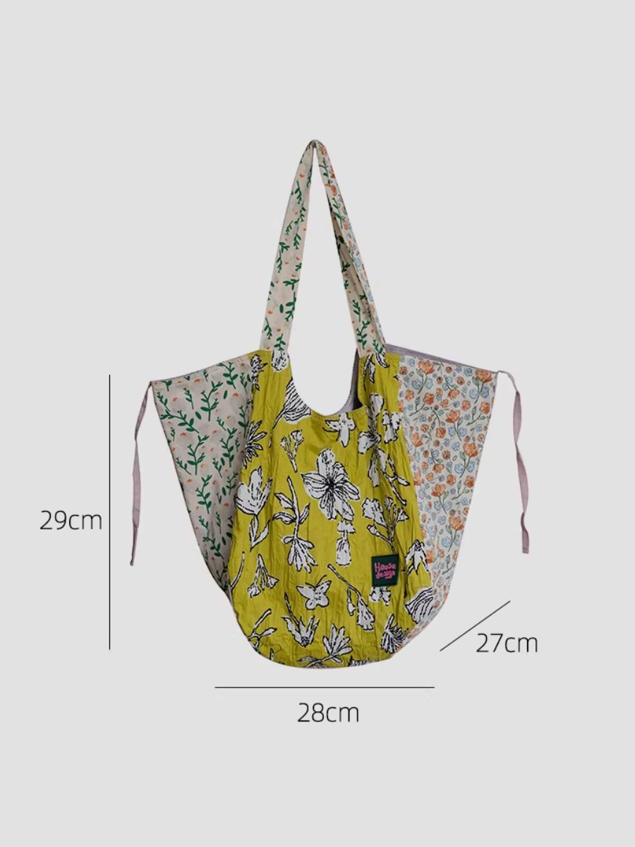 Women Retro Spliced Floral Print Shoulder Bag