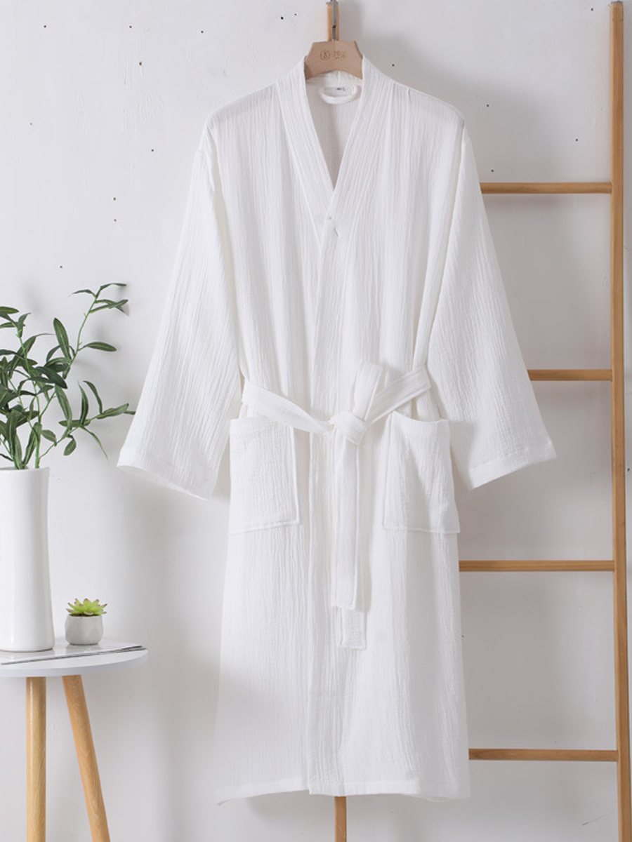 Cotton Double-Layer Crinkle Gauze Robe