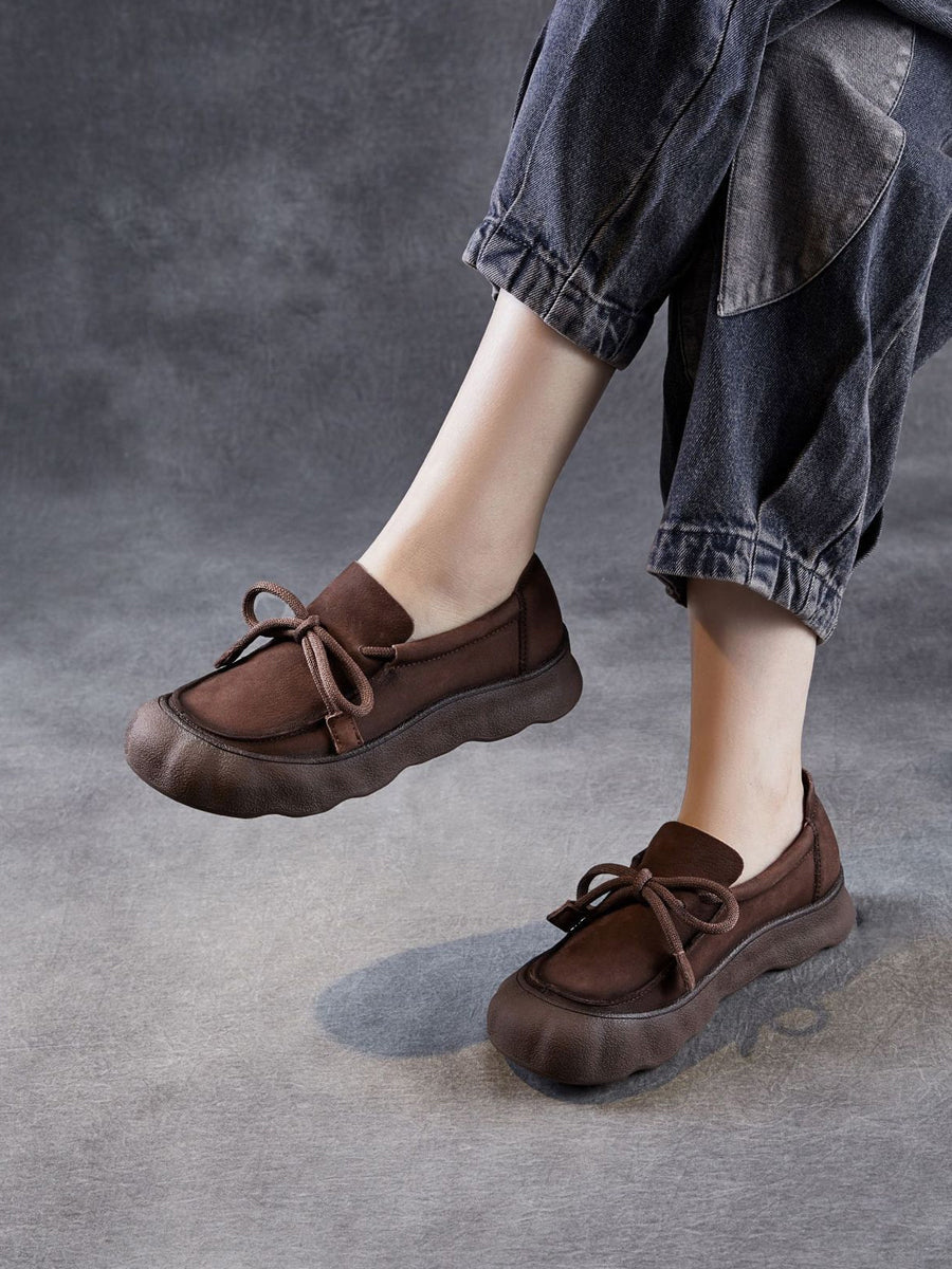 Women Vintage Genuine Leather Strap Flat Shoes