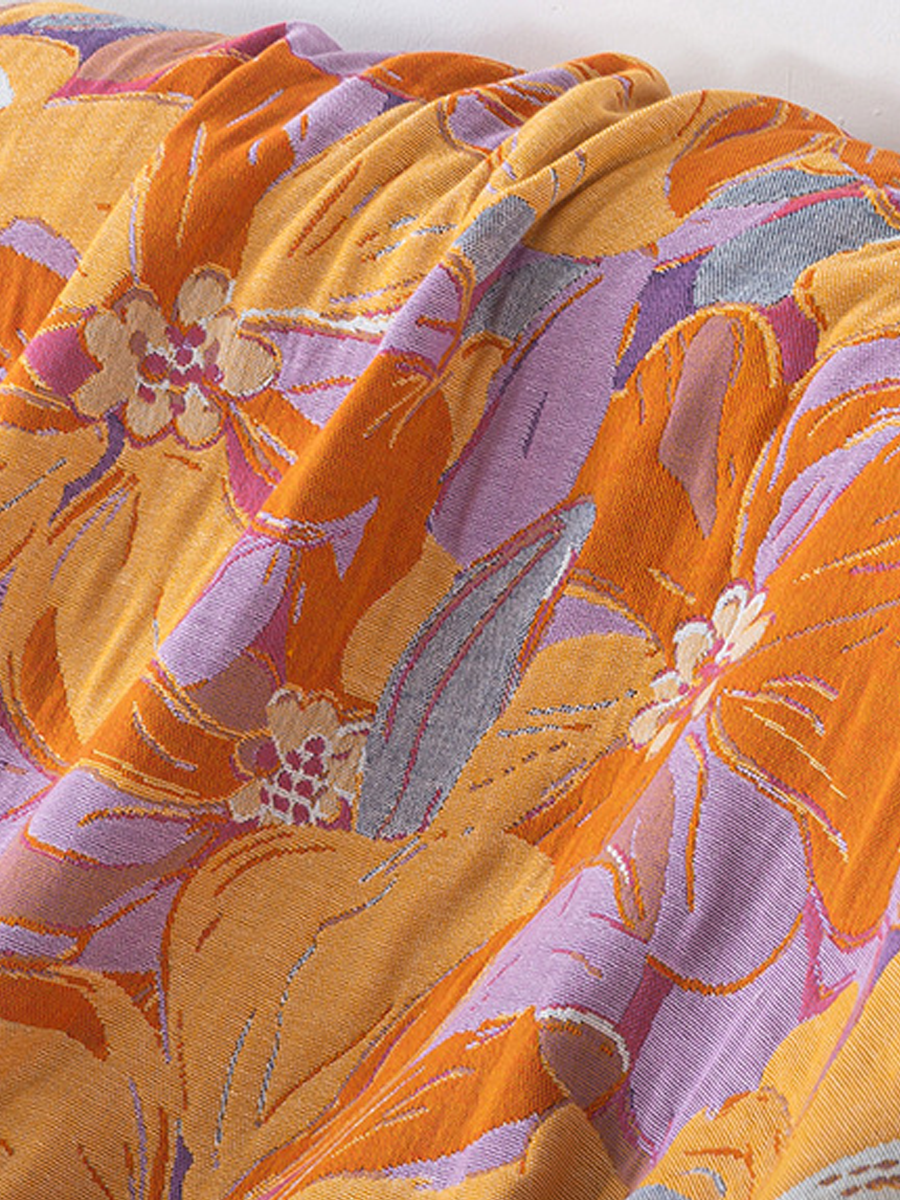 Purple Roses Jacquard Cotton Gauze Bath Towel