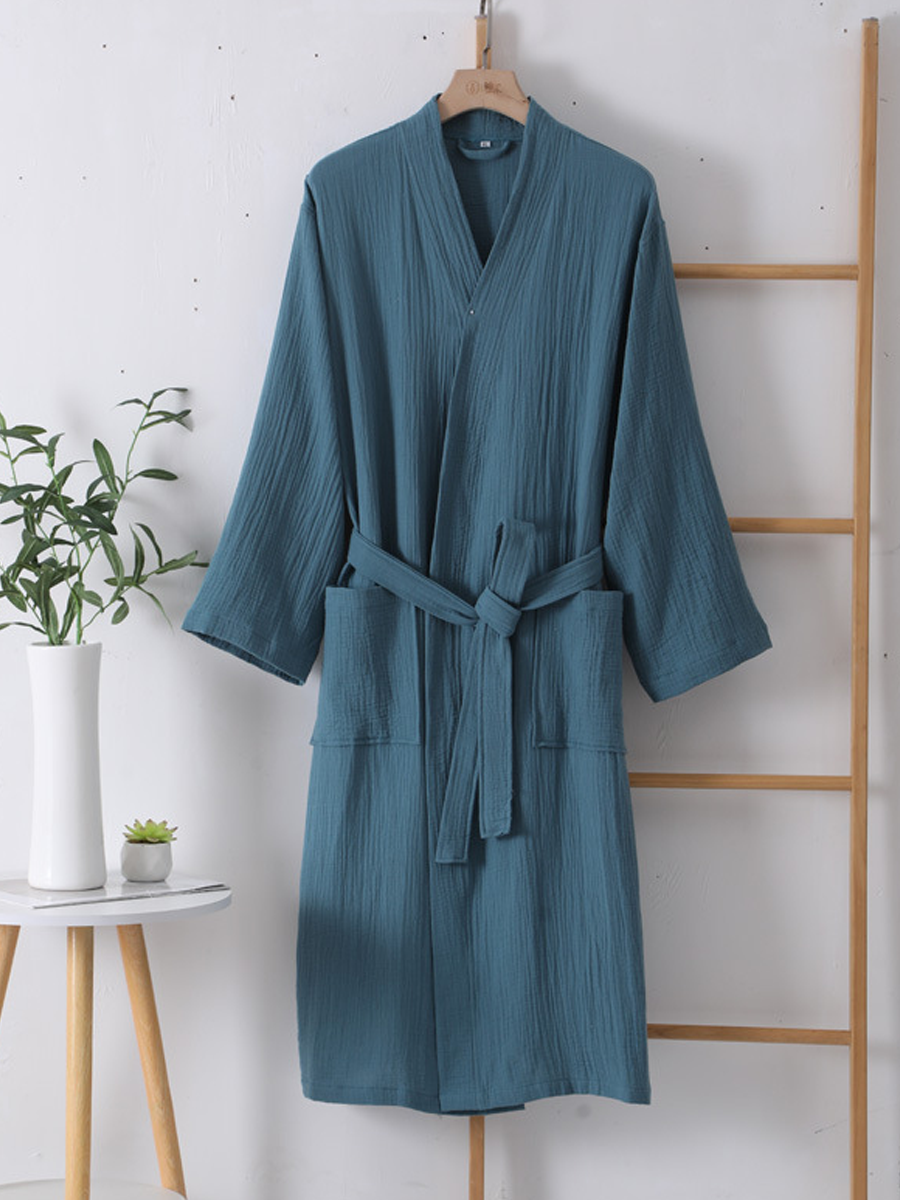 Cotton Double-Layer Crinkle Gauze Robe