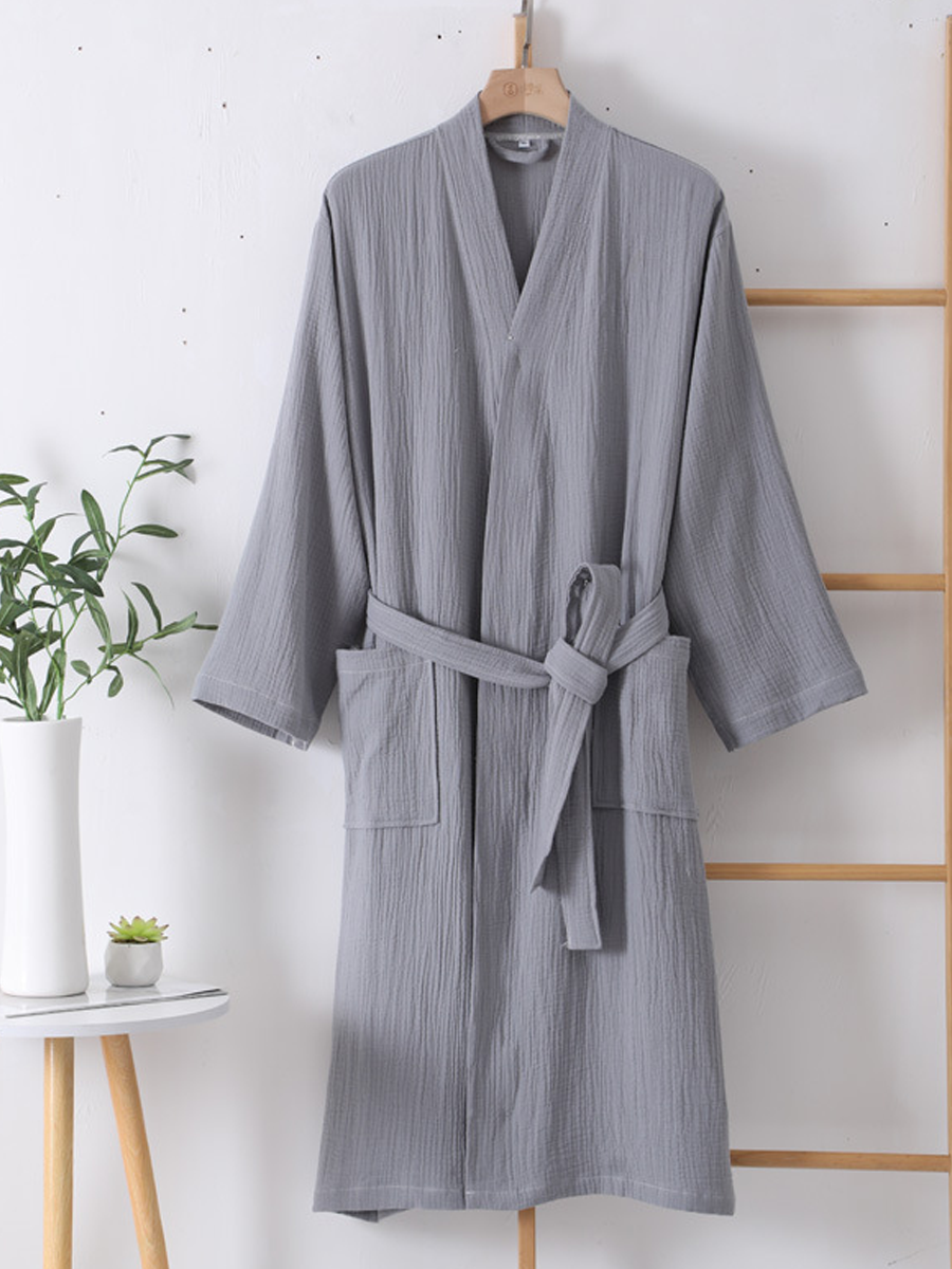 Cotton Double-Layer Crinkle Gauze Robe