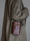Vintage Leather Bucket Phone Bag