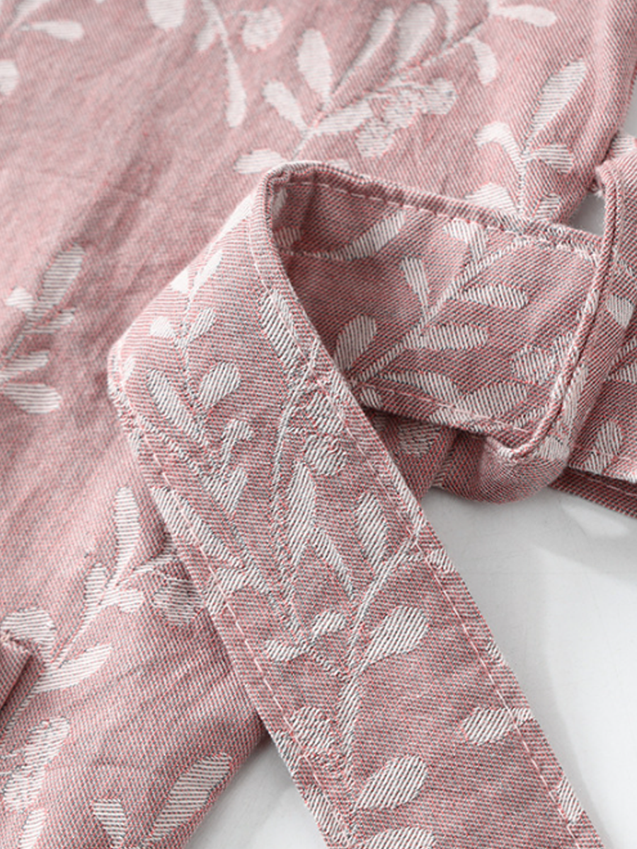Retro Floral Single-Layer Gauze Jacquard Robe