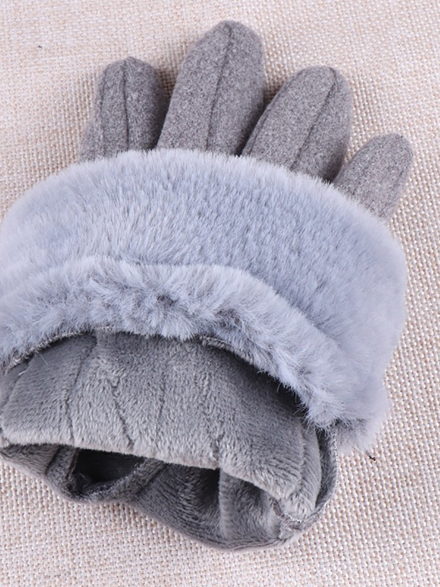 Women Artsy Winter  Embroidery Fleece-lined Gloves