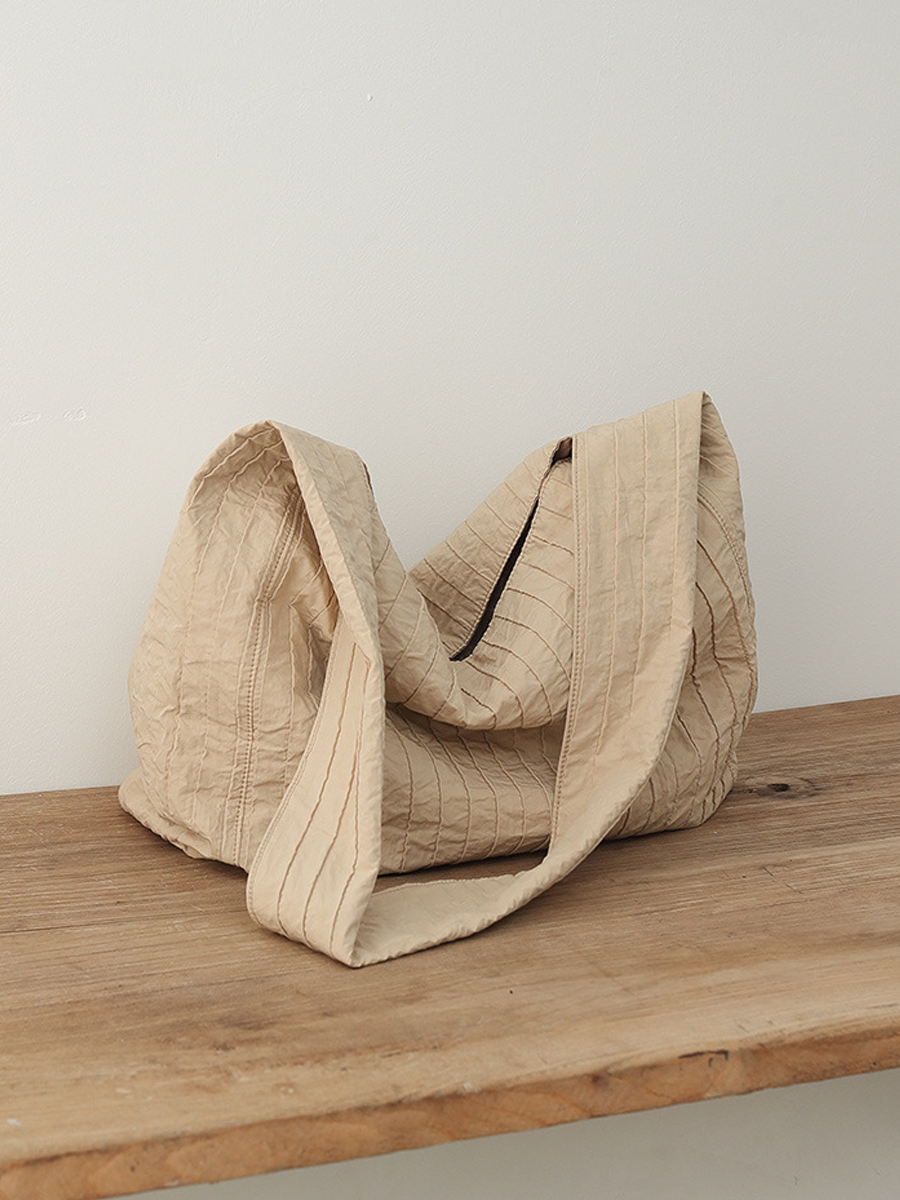 Artistic Crinkled Cotton Large Capacity Shoulder Bag
