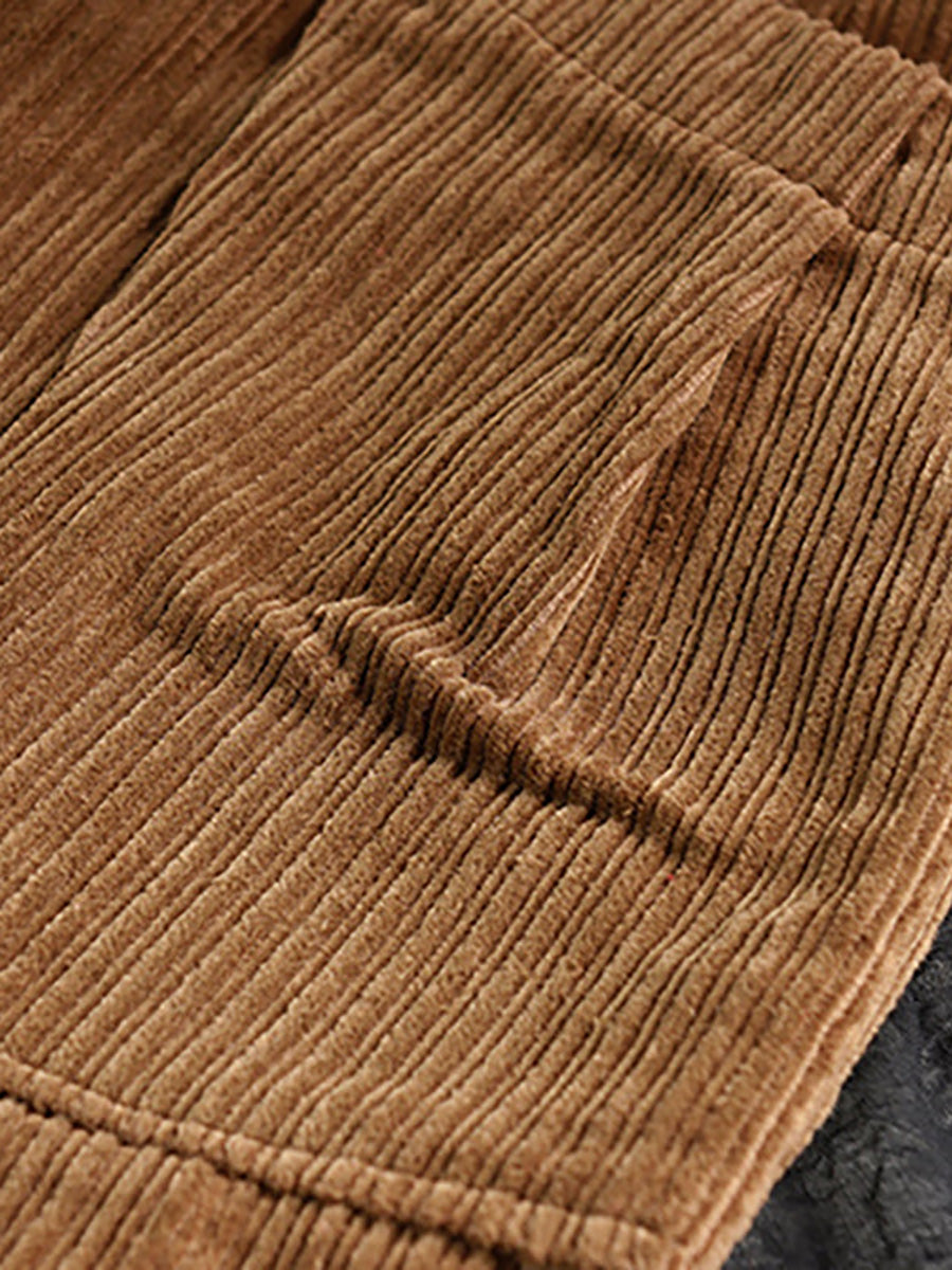 Plus Size Spring Retro Corduroy Solid Color Harem Pants