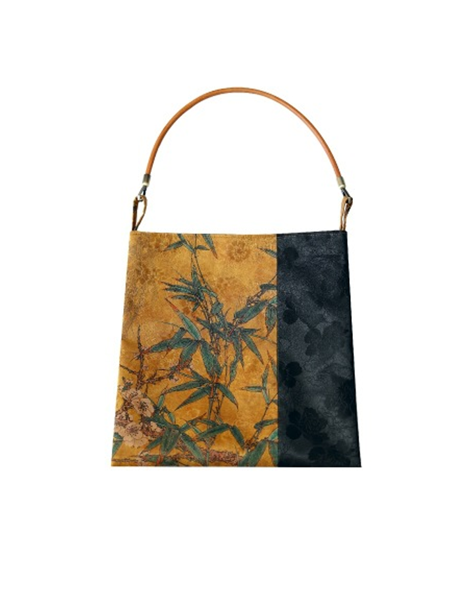 Retro Artsy Turmeric Flower Gambiered Gauze Shoulder Bag
