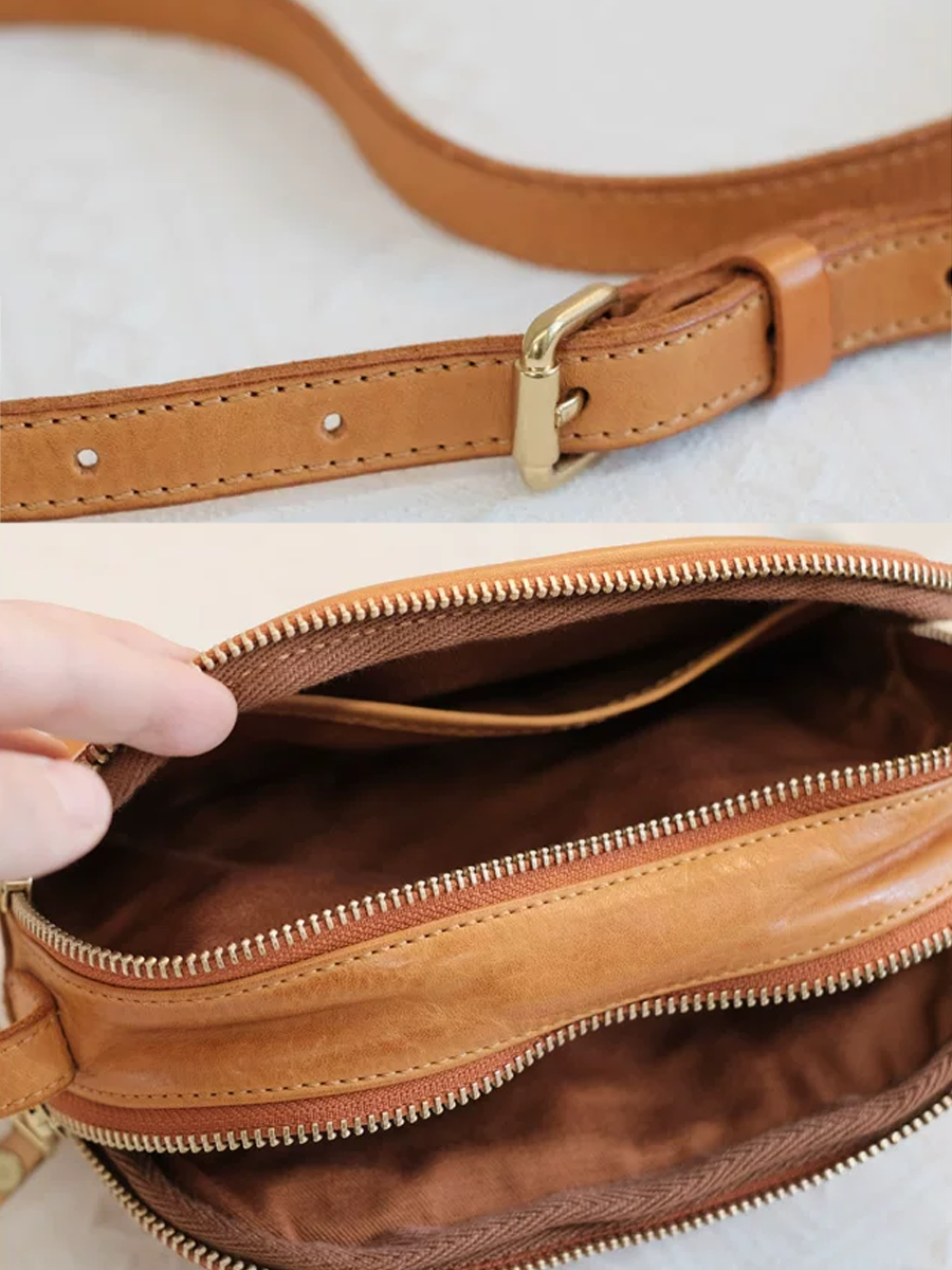 Vintage Leather Cloud Cube Crossbody Bag
