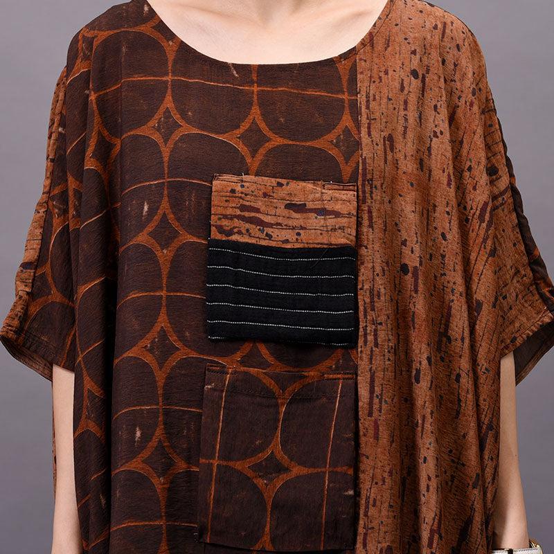 Plus Size Women Vintage Print Maxi Dress