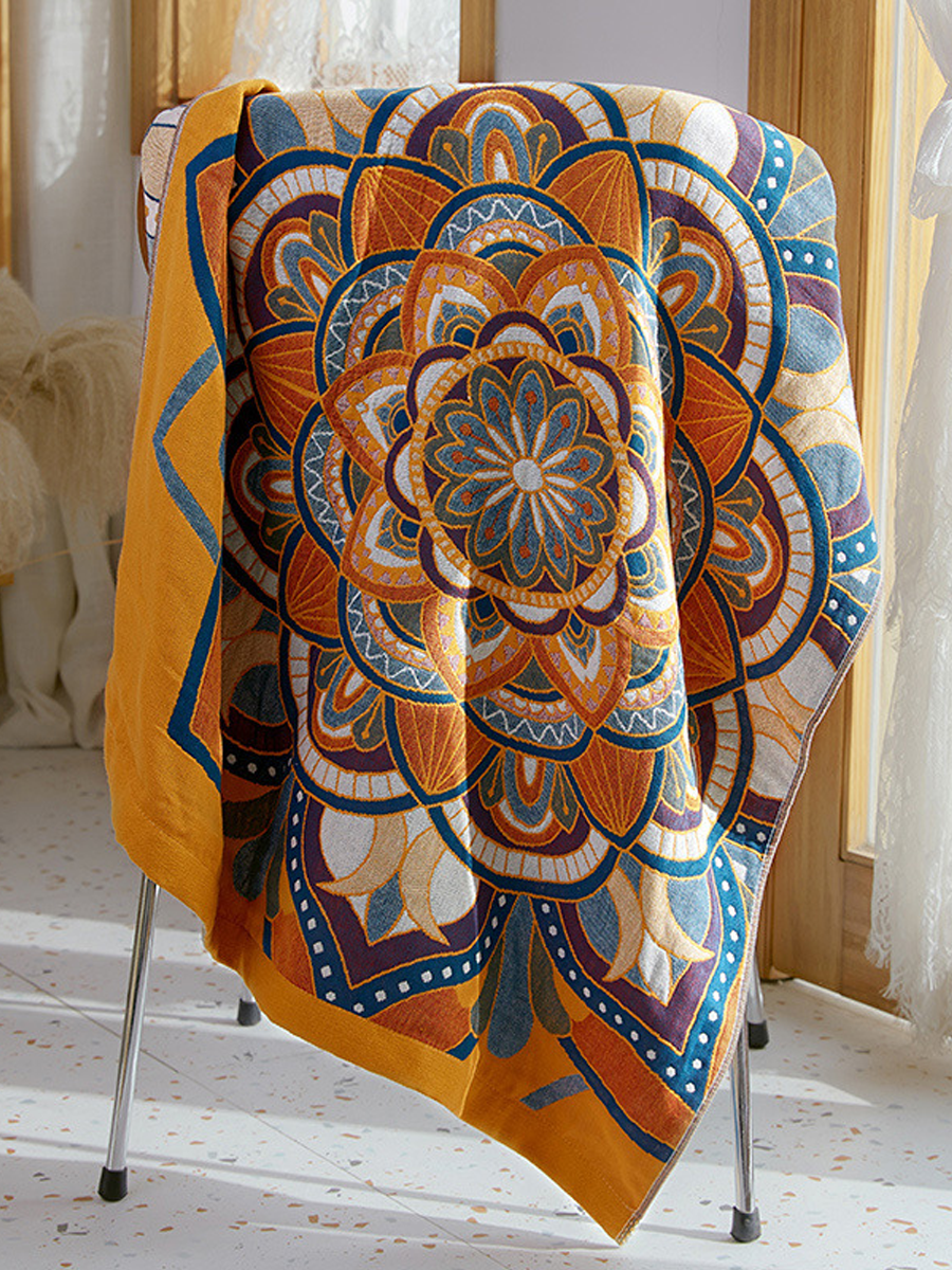 Floral Motif Cotton Gauze Bath Towel