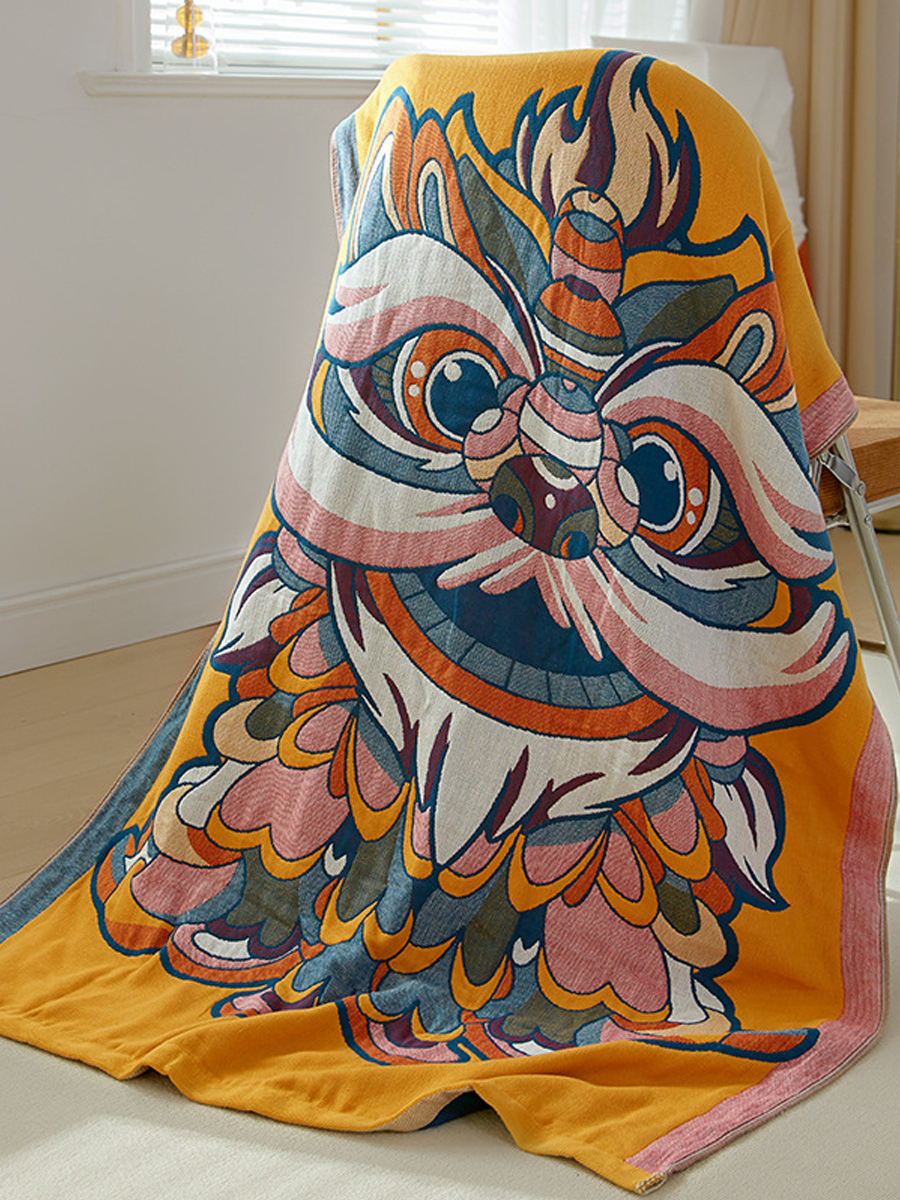 Floral Motif Cotton Gauze Bath Towel